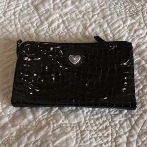Brighton Black Croc-Embossed Wristlet